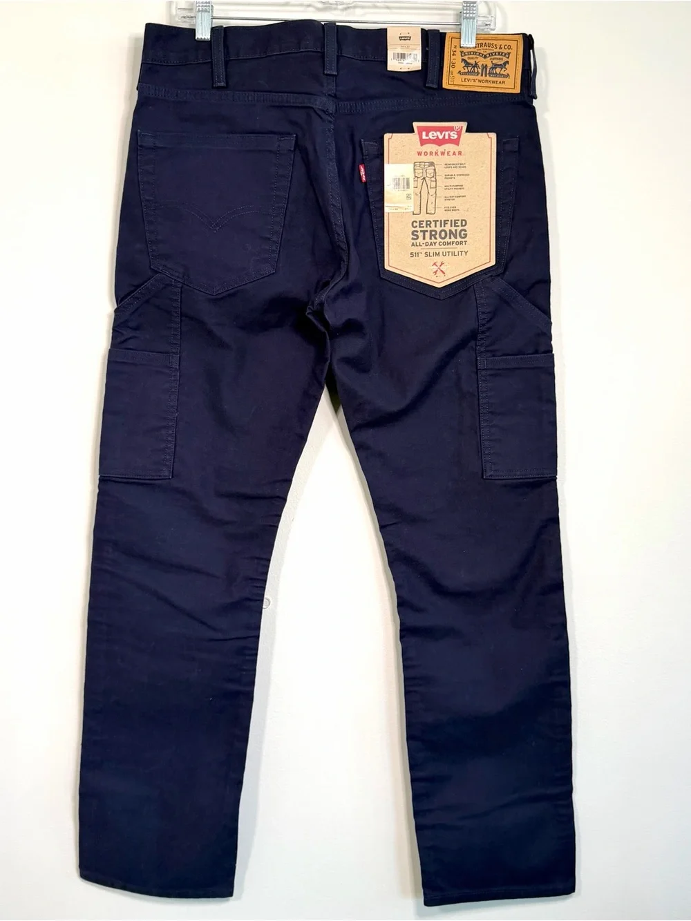 Levi's 511 Slim Workwear Utility Cargo Stretch Navy Blue Men’s Pants Size 34x30